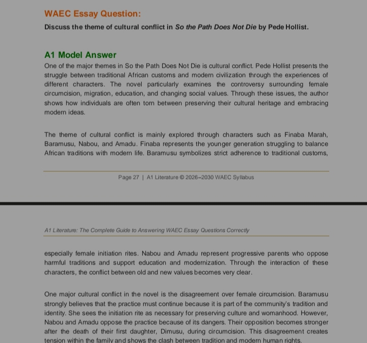 A1 Literature essay answer samples